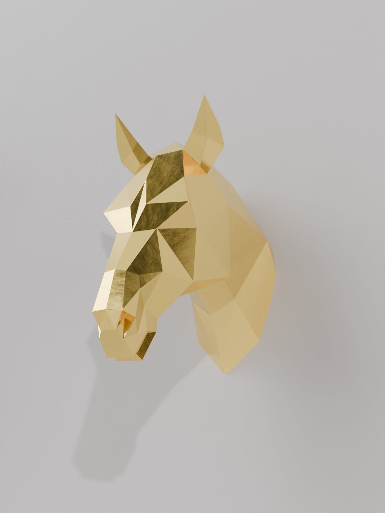 Sculpture Cheval Cabré – Élan et Noblesse en Design Polygone