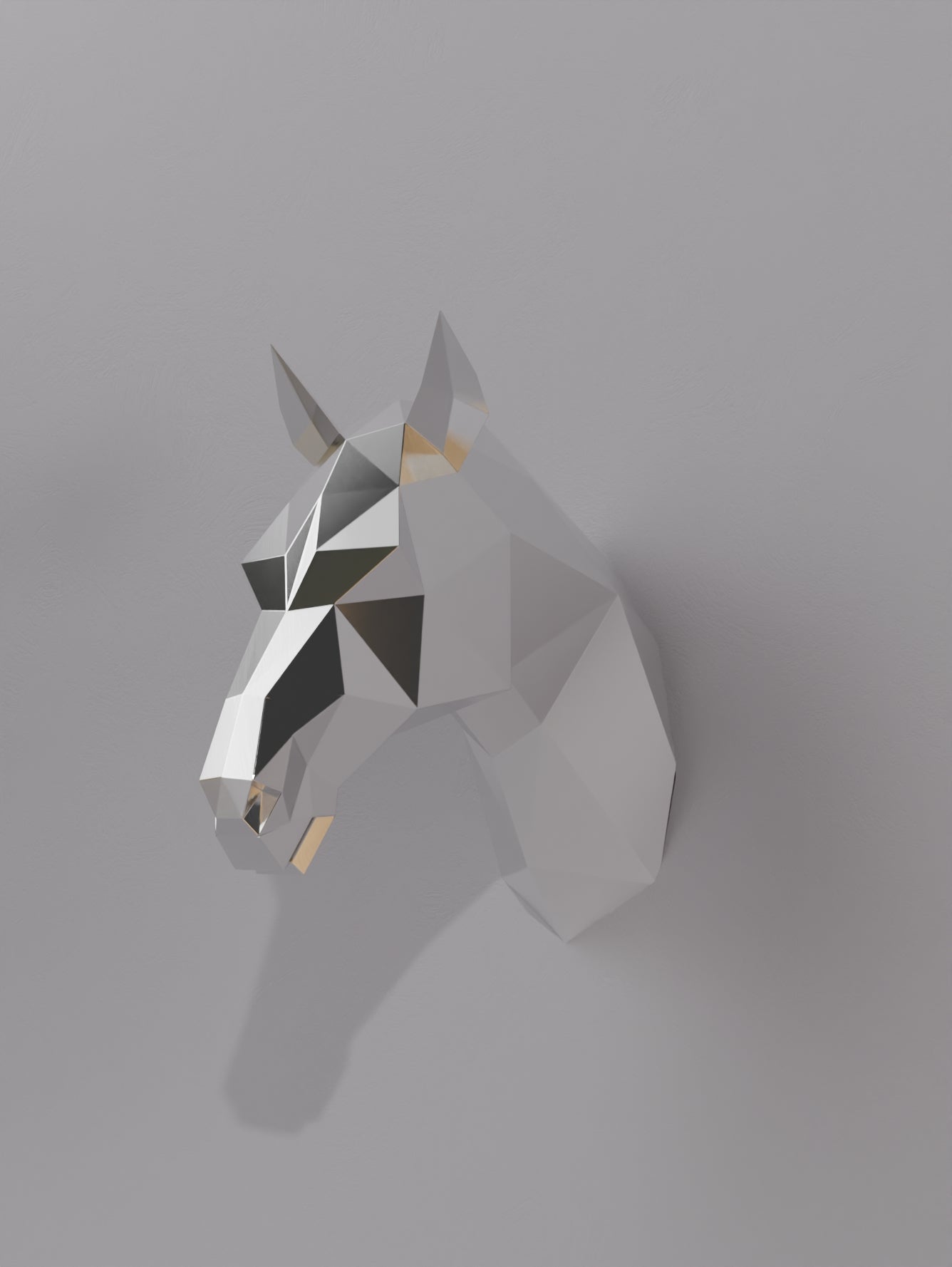 Sculpture Cheval Cabré – Élan et Noblesse en Design Polygone