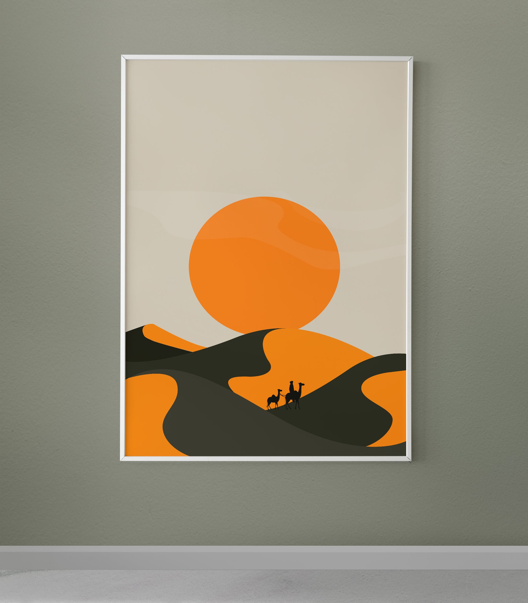 Tableau Décoratif Camaïeu Crépusculaire - Dunes et Chameaux