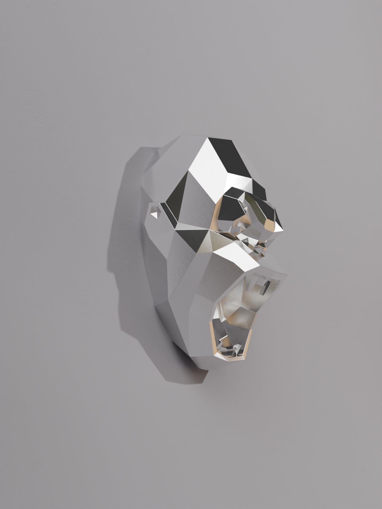 Tête de King Kong – Sculpture Murale Polygone Brut