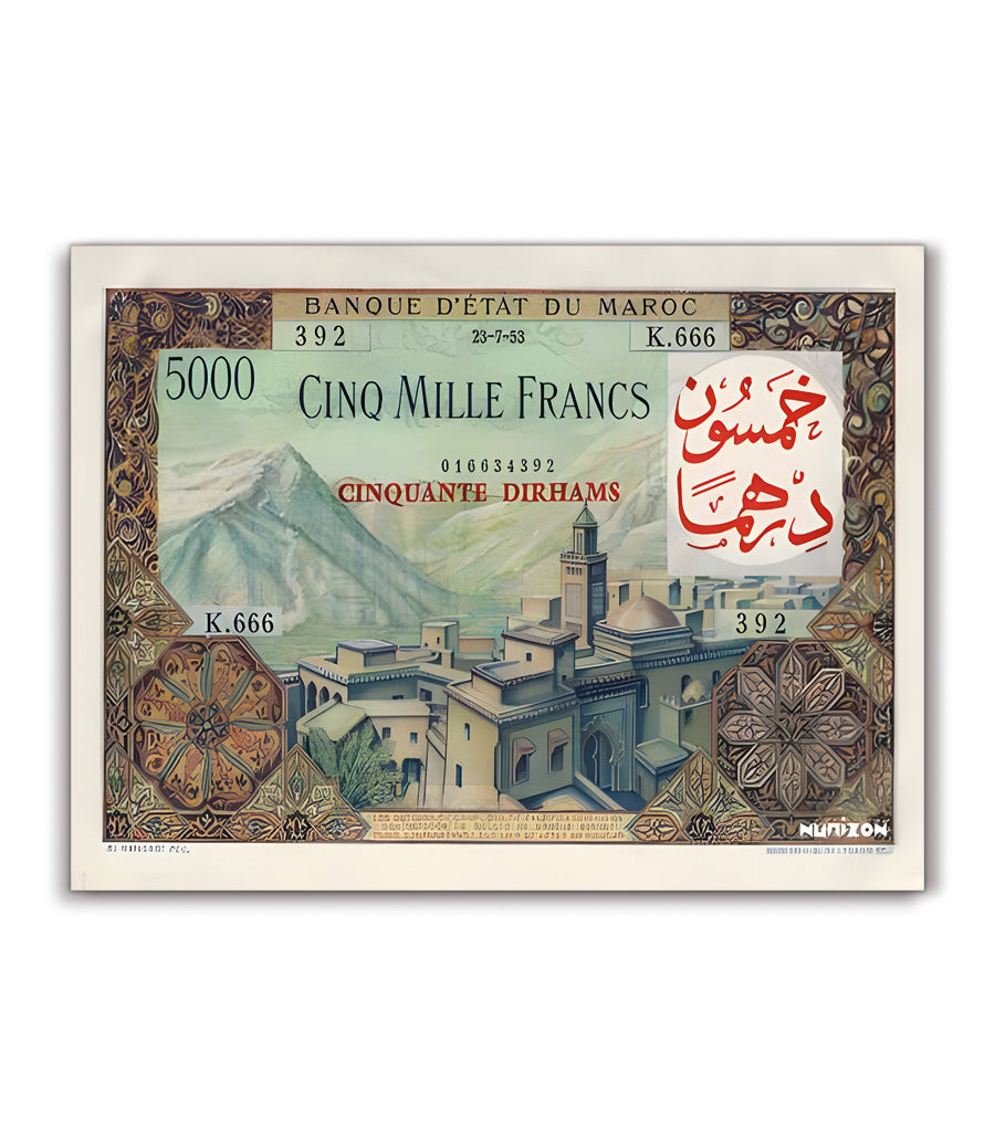 Tableau décoratif Billet de Cinq Mille Francs