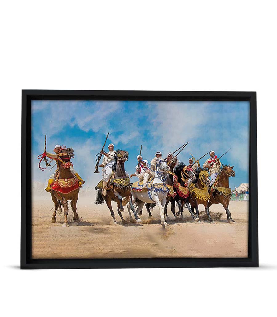 TABLEAU DÉCORATIF TBOURIDA, LE SPECTACLE ÉQUESTRE MAROCAIN