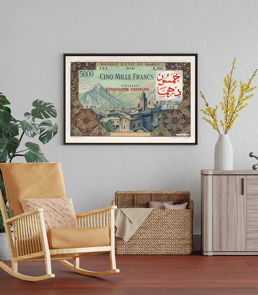 Tableau décoratif Billet de Cinq Mille Francs
