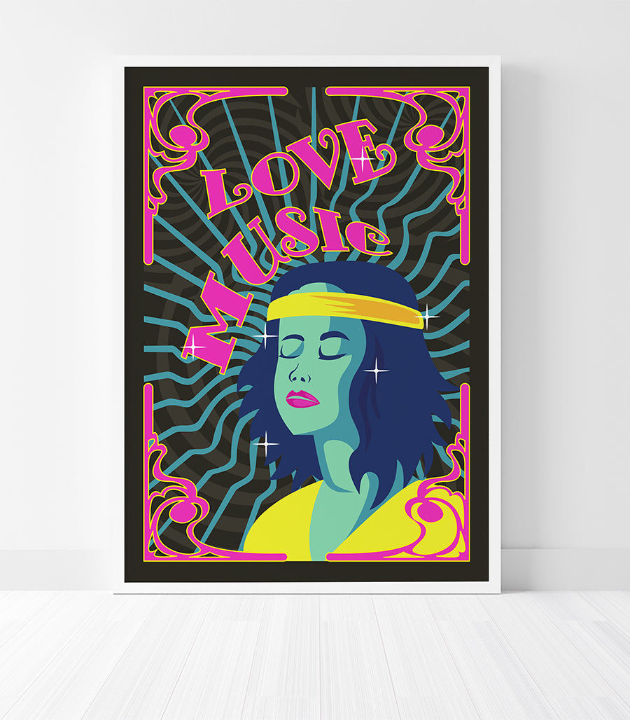 Tableau Décoratif - Love Music Psychédélique