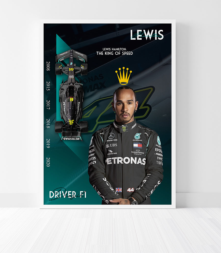 Tableau Décoratif - Lewis Hamilton : Le Roi de la Vitesse