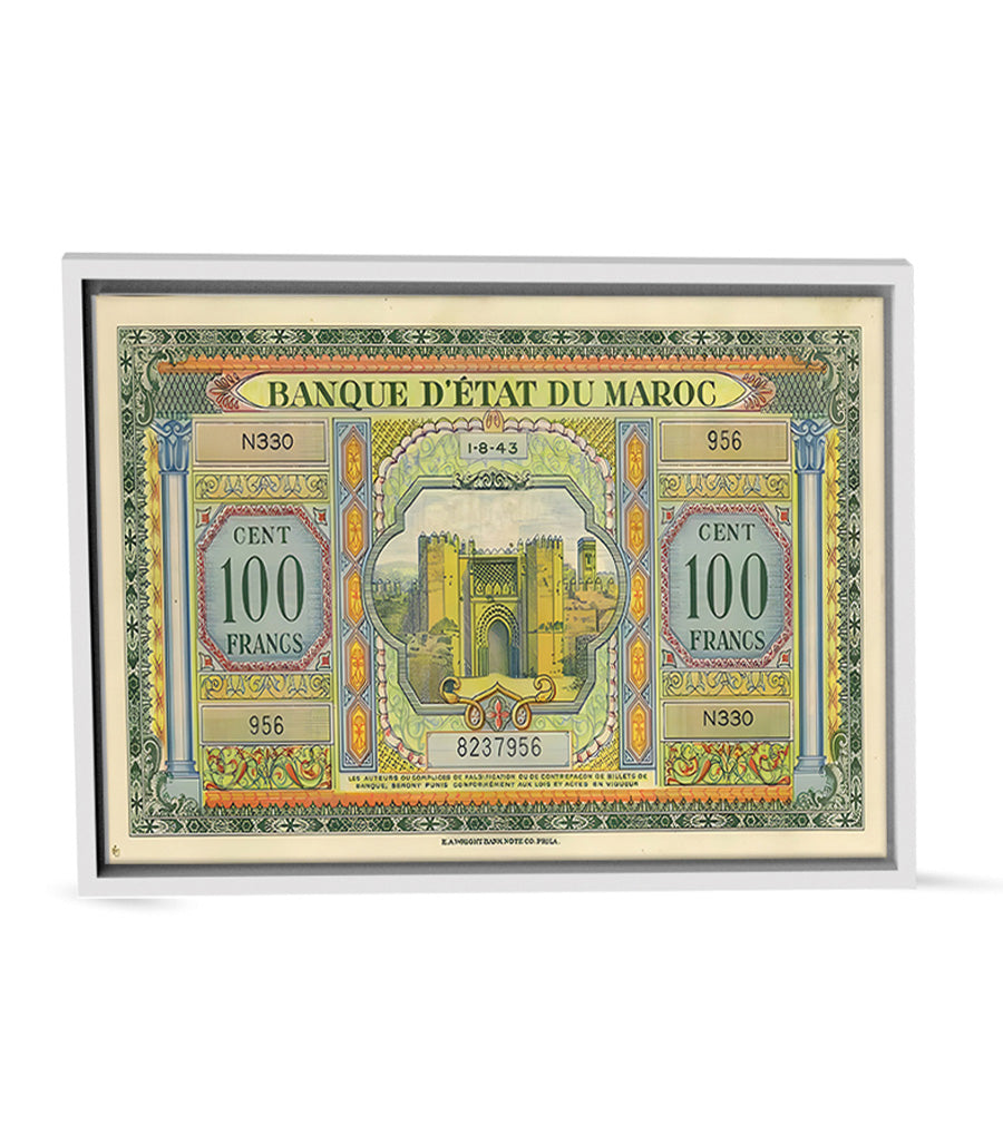 Tableau décoratif Billet de 100 Francs Maroc