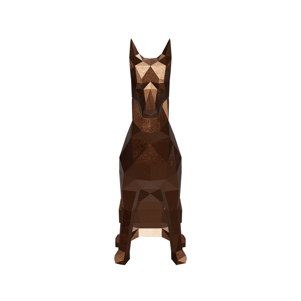 Sculpture Origami Doberman En Inox Effet Bronze