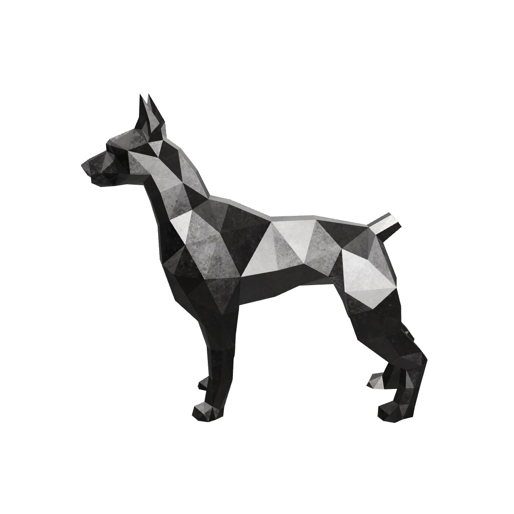 Statue Doberman Polygone En  Inox Effet Bronze