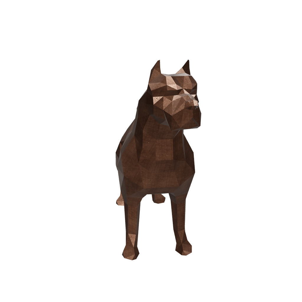 Sculpture Pitbull Polygone En Inox Effet Bronze