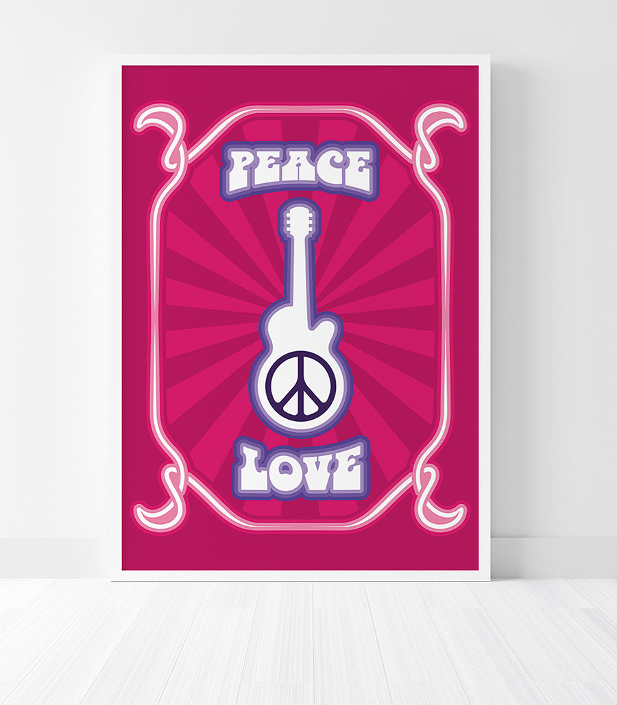 Tableau Décorative Psyché Love - Peace &amp; Love en Style Psychédélique