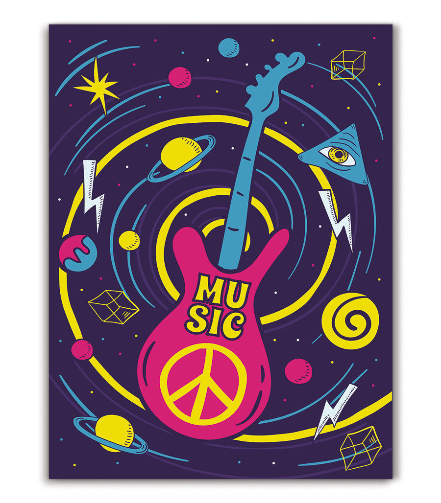 Tableau Décoratif - Peace &amp; Music Galactique