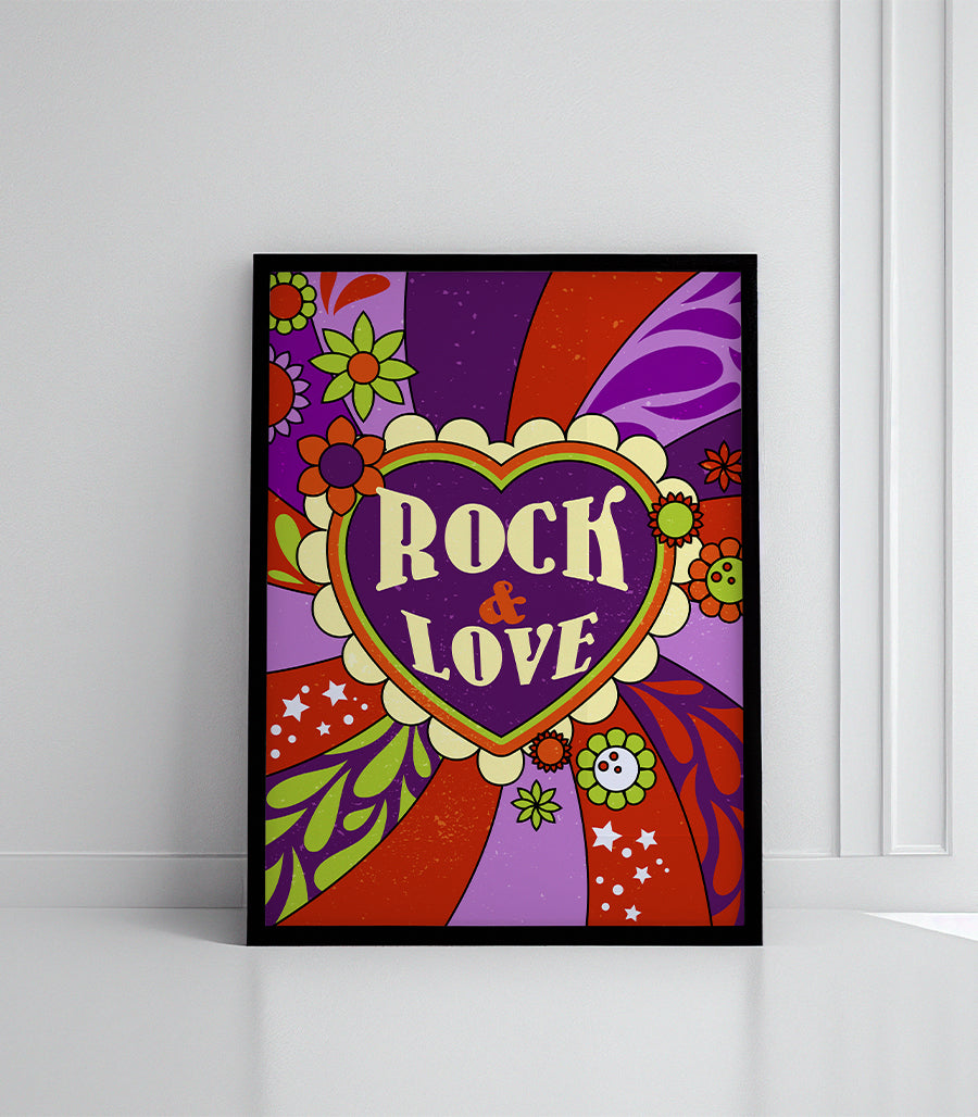 Tableau Décorative Psyché Love - Rock &amp; Love en Style Rétro Psychédélique