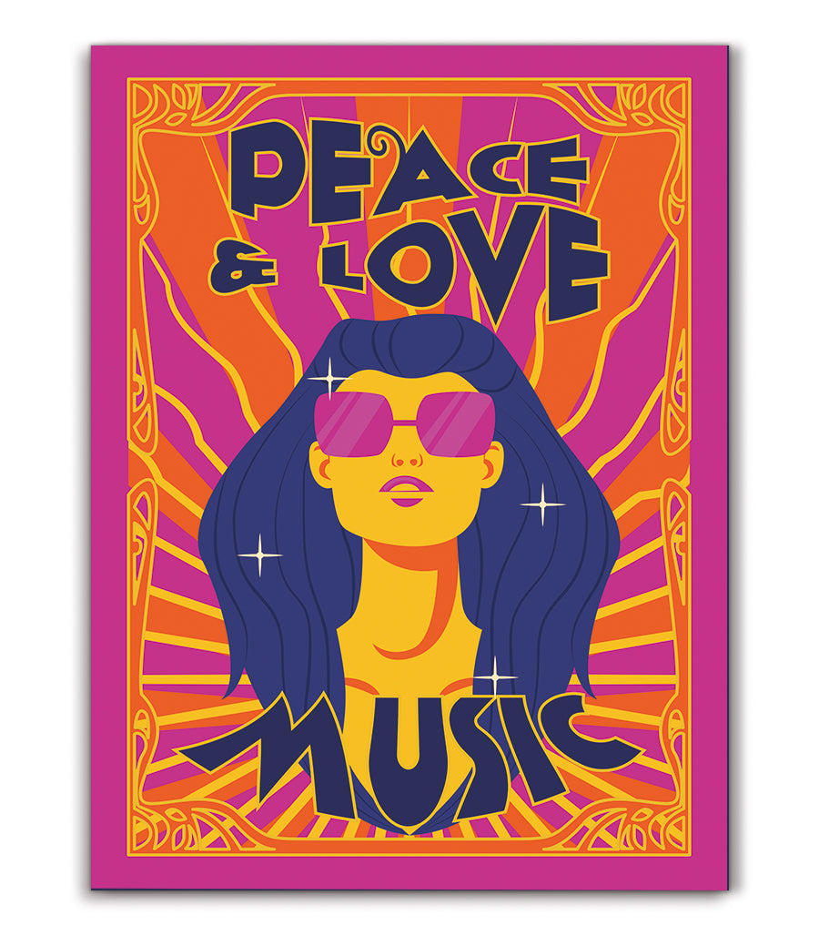 Tableau Décoratif - Peace & Love Music Psychédélique