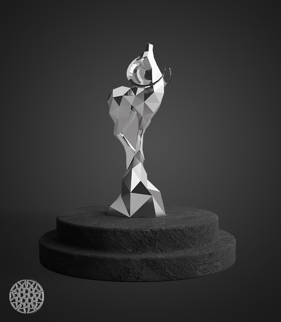 Sculpture Métallique Ibex Low Poly en Inox – Design Polygone