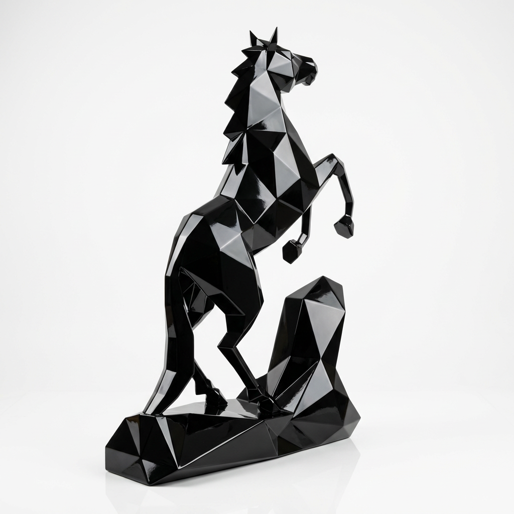 Grande Sculpture Cheval Style Origami Polygone
