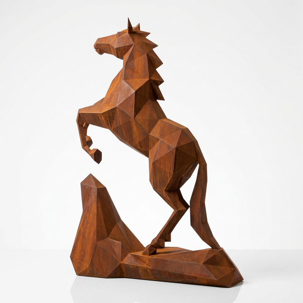 Grande Sculpture Cheval Style Origami Polygone
