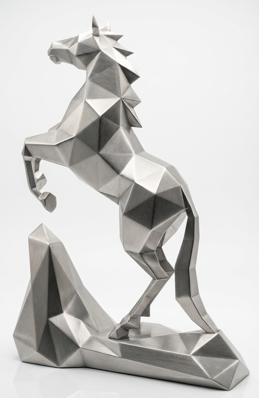 Grande Sculpture Cheval Style Origami Polygone