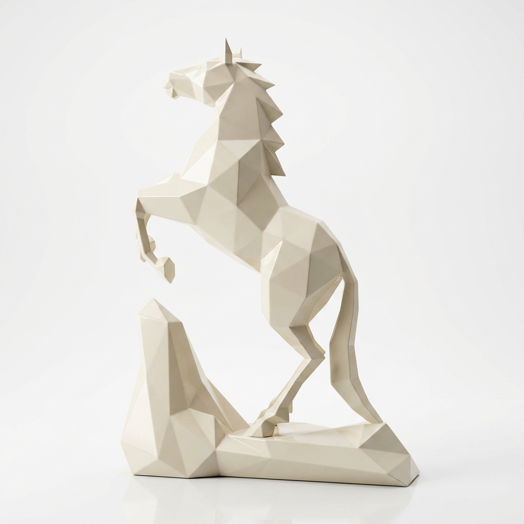 Grande Sculpture Cheval Style Origami Polygone