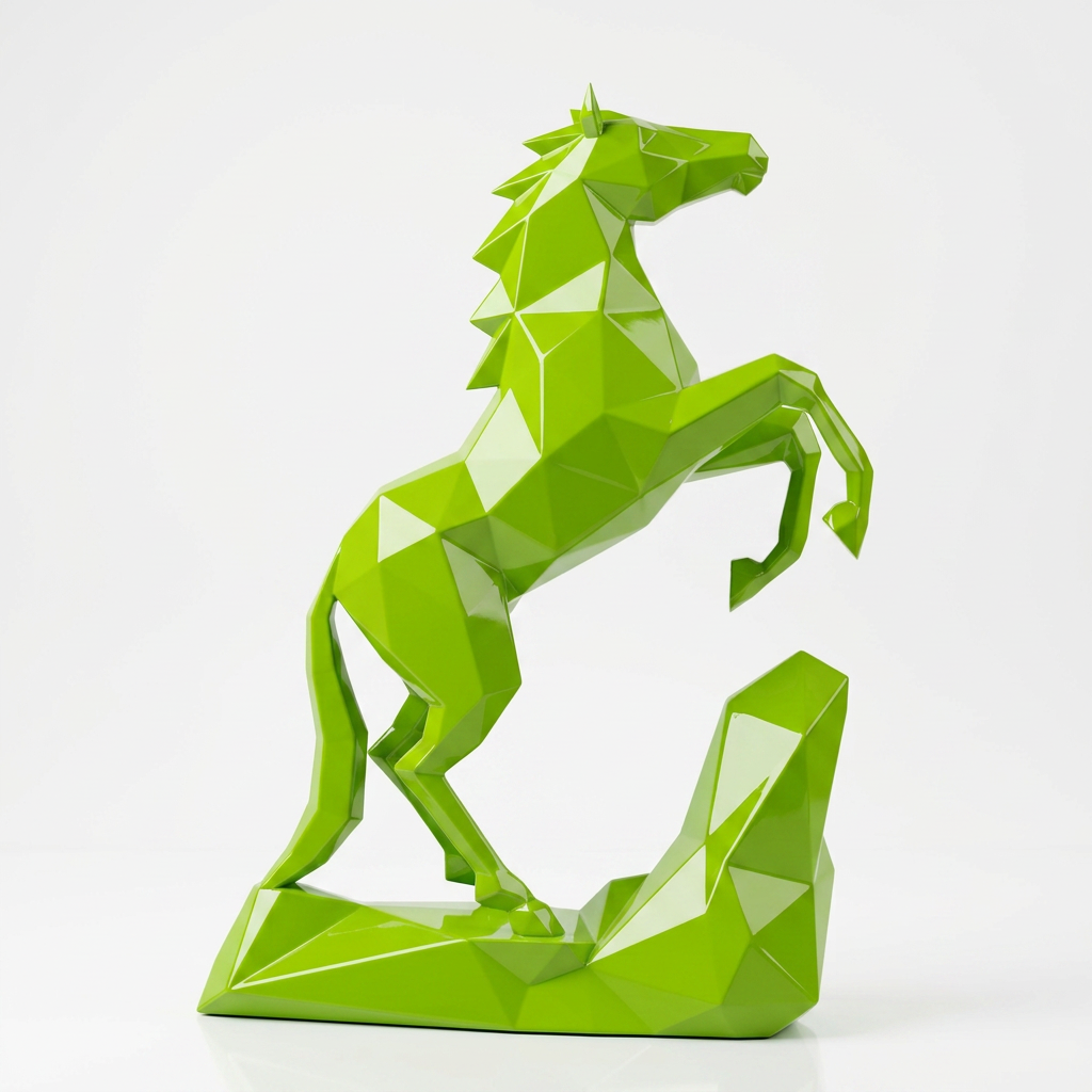 Grande Sculpture Cheval Style Origami Polygone