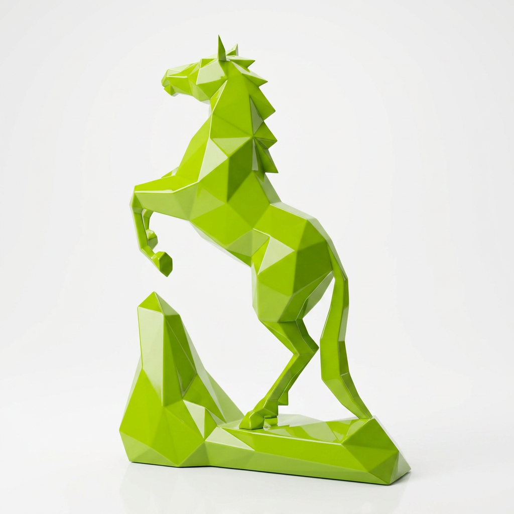 Grande Sculpture Cheval Style Origami Polygone