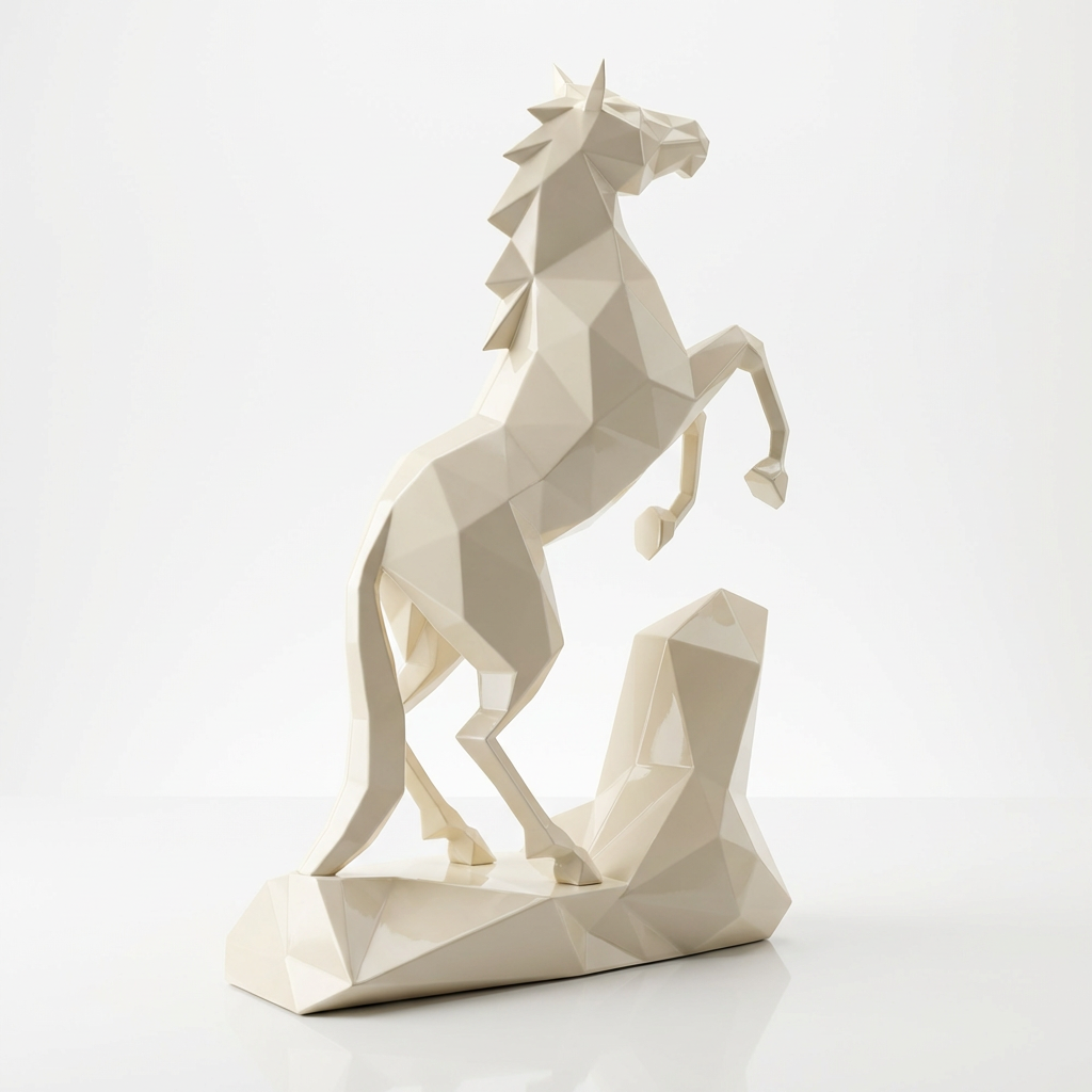 Grande Sculpture Cheval Style Origami Polygone
