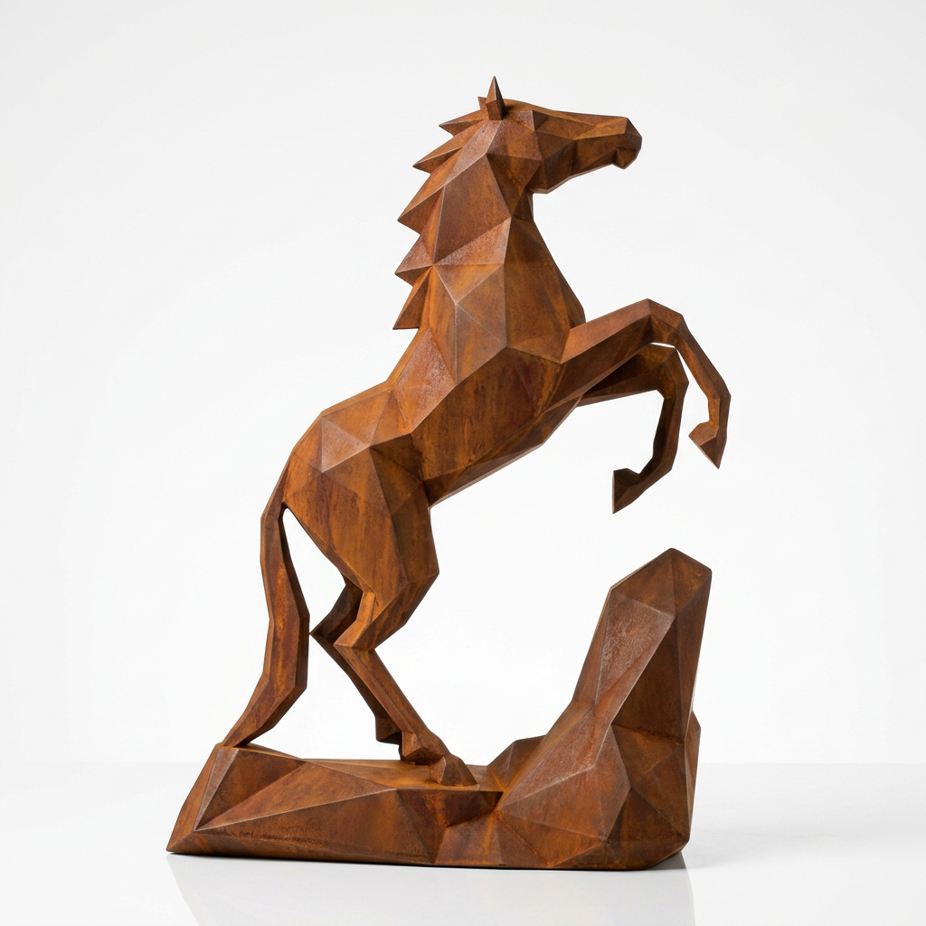 Grande Sculpture Cheval Style Origami Polygone