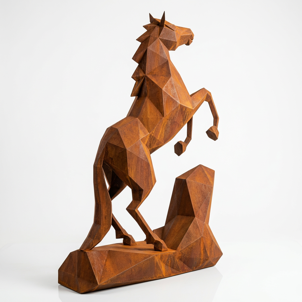 Grande Sculpture Cheval Style Origami Polygone