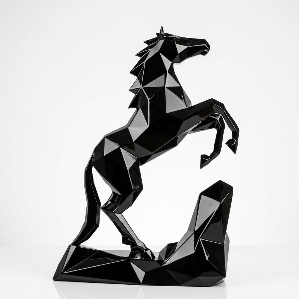 Grande Sculpture Cheval Style Origami Polygone