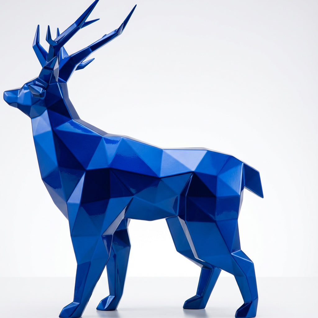 Grande Statue de Cerf Géométrique En Résine