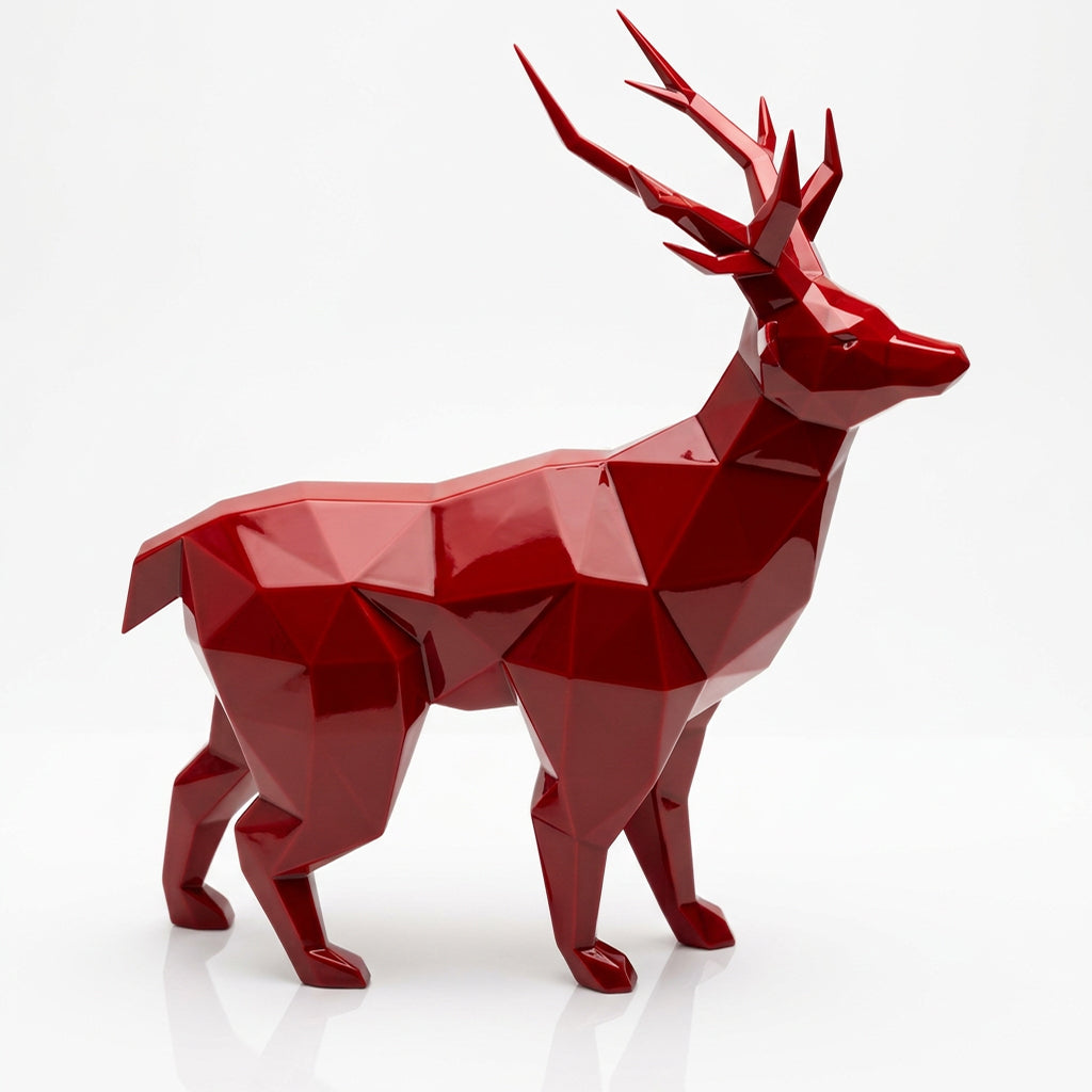 Grande Statue de Cerf Géométrique