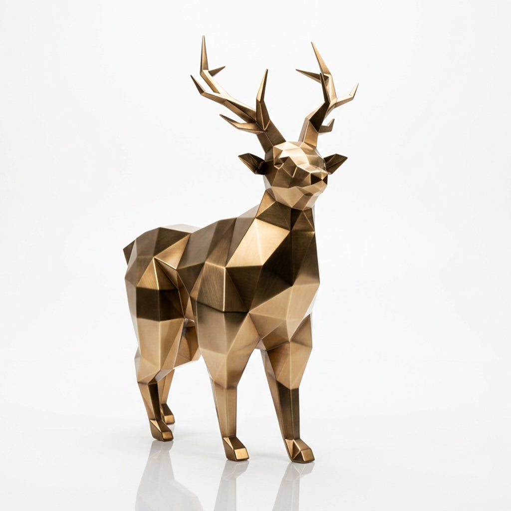 Grande Statue de Cerf Géométrique