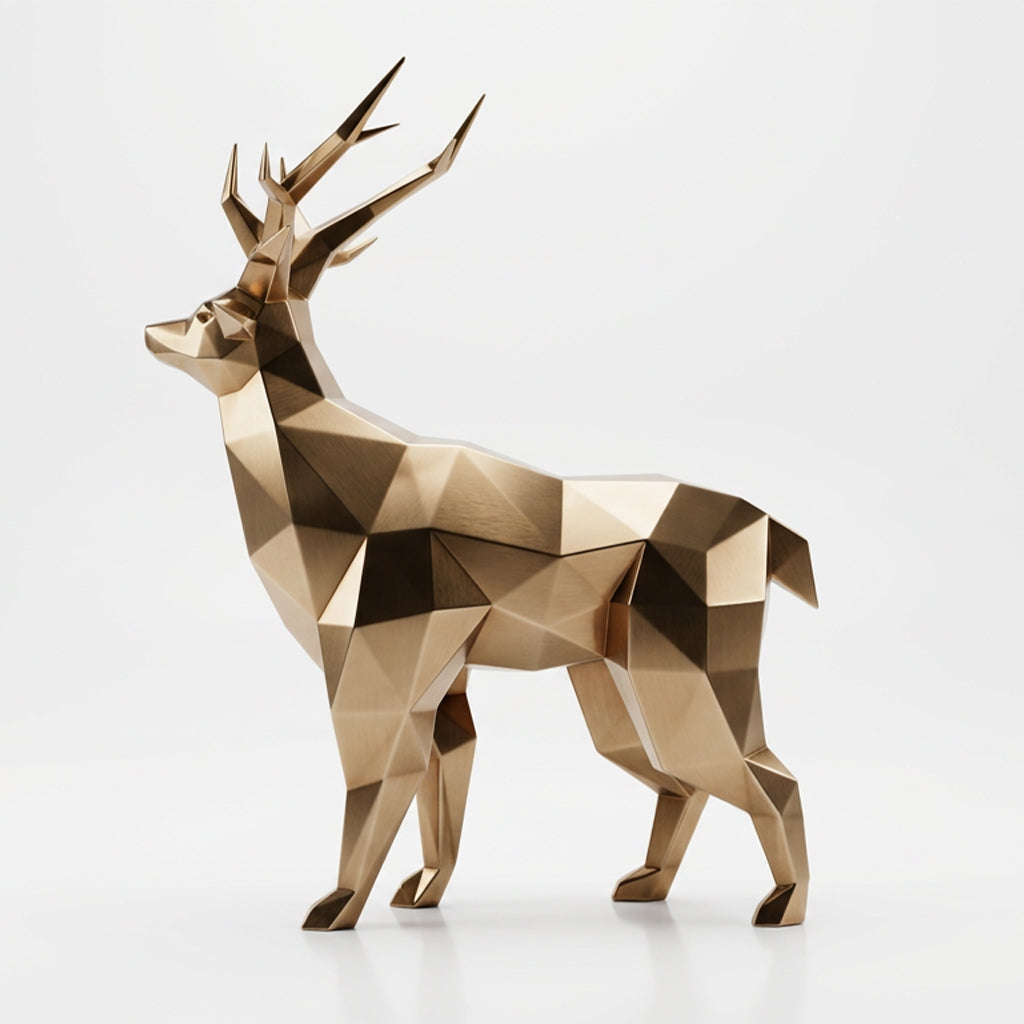 Grande Statue de Cerf Géométrique