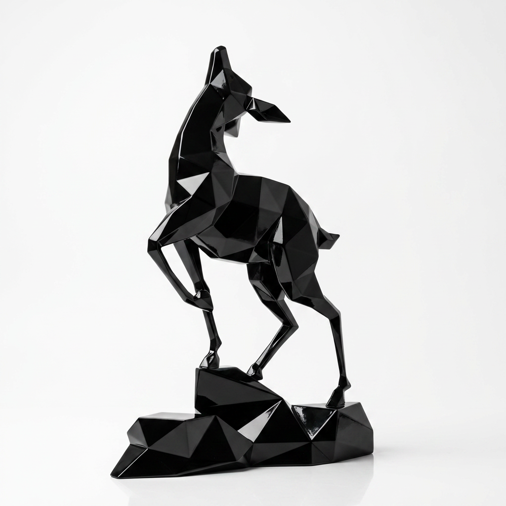 Sculpture Gazelle Polygone Contemporaine En Résine