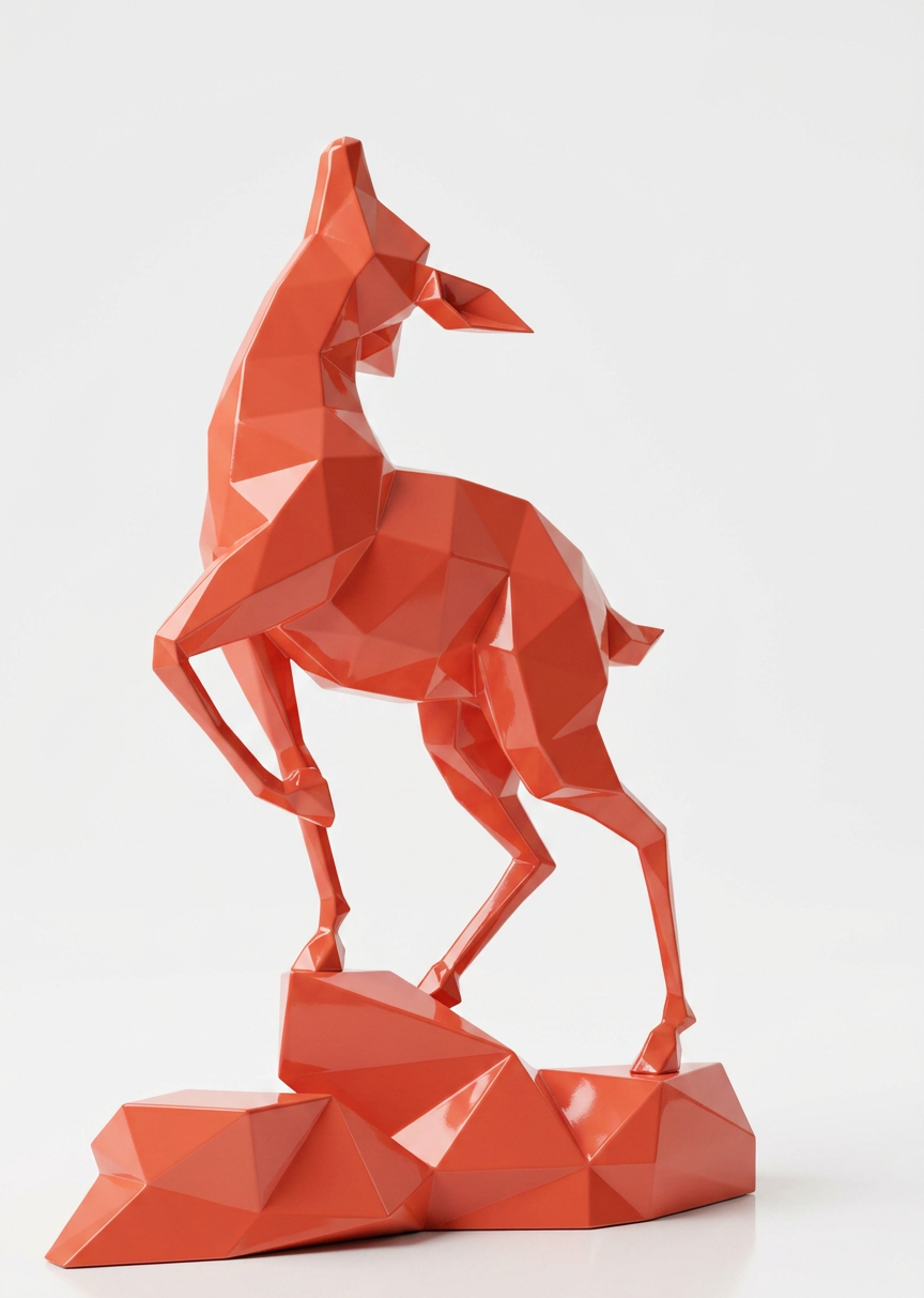 Sculpture Gazelle Polygone Contemporaine En Résine