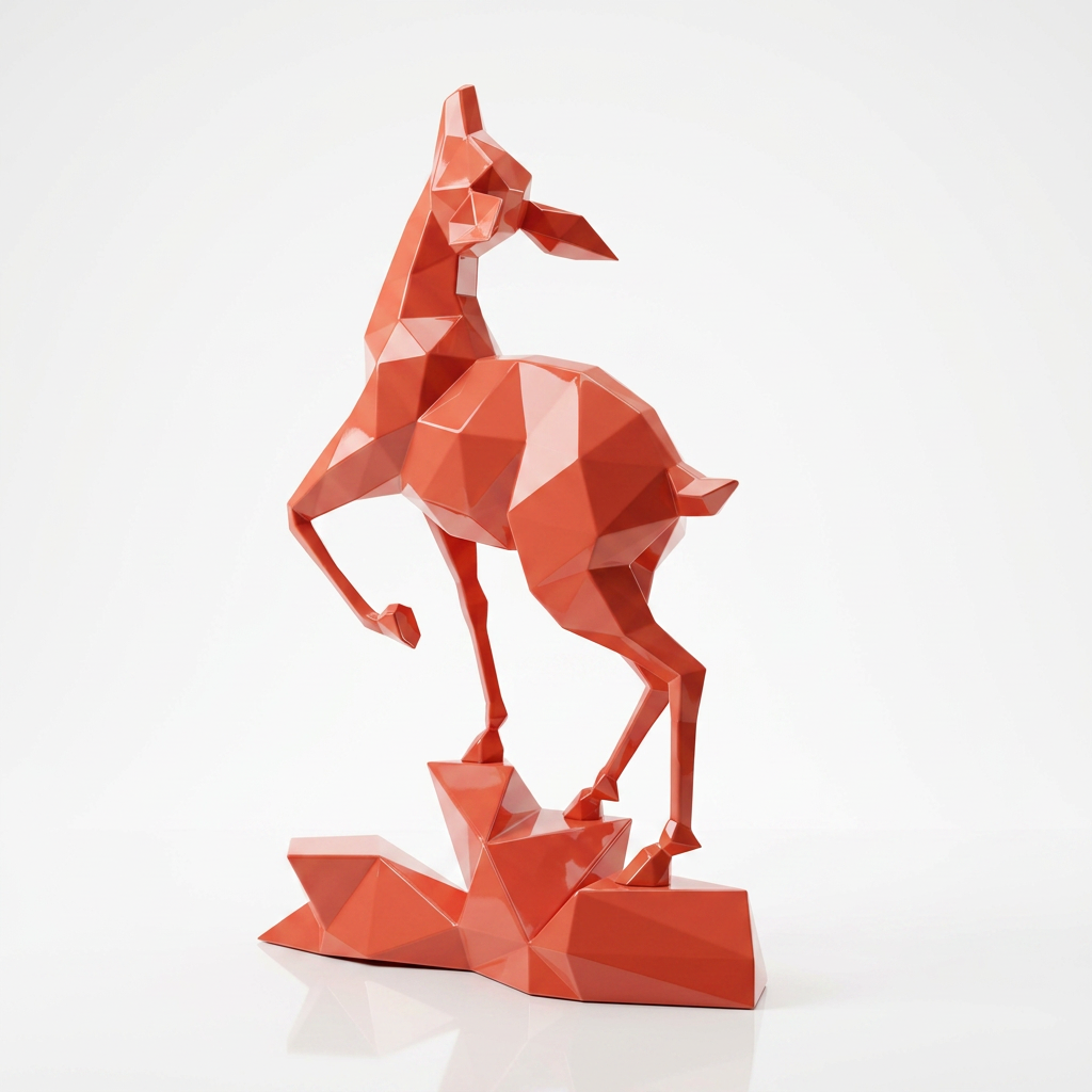 Sculpture Gazelle Polygone Contemporaine En Résine