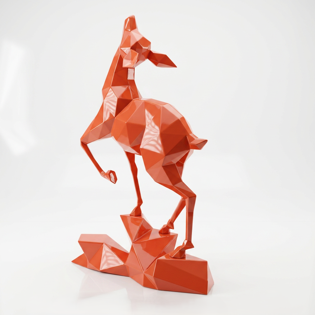 Sculpture Gazelle Polygone Contemporaine En Résine