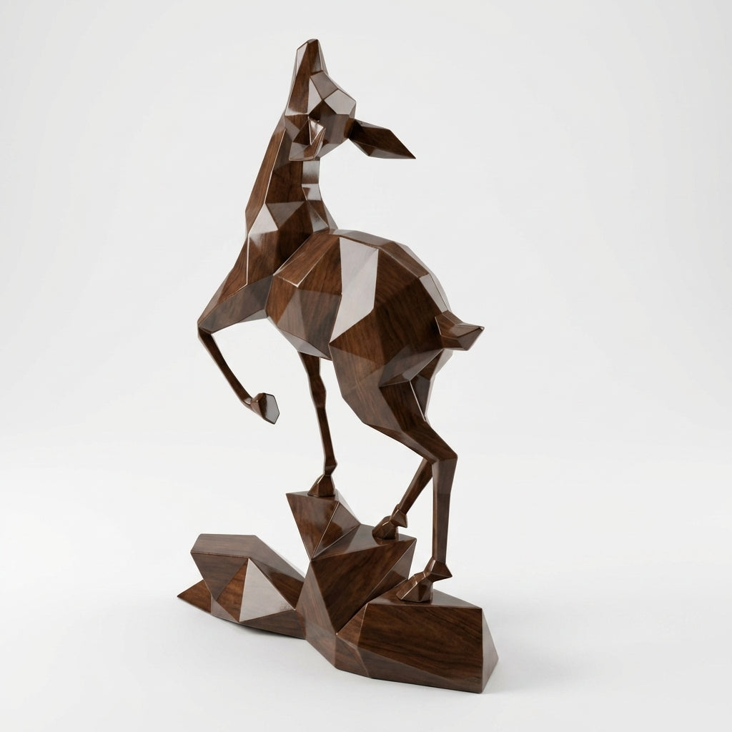 Sculpture Gazelle Polygone Contemporaine En Résine