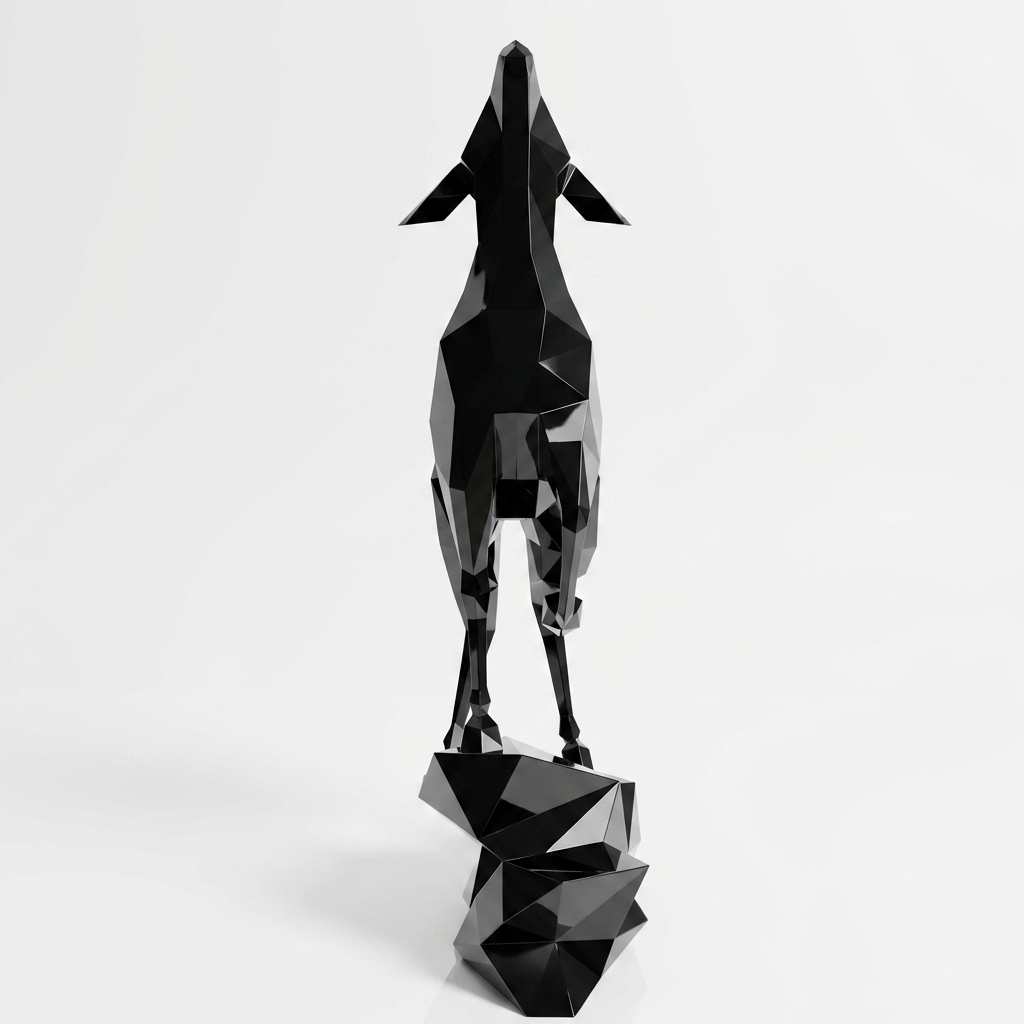 Sculpture Gazelle Polygone Contemporaine En Résine