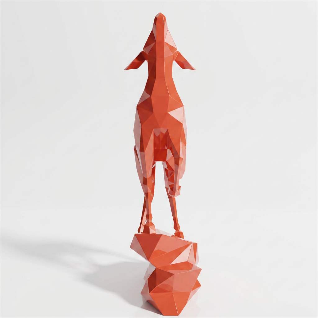Sculpture Gazelle Polygone Contemporaine En Résine
