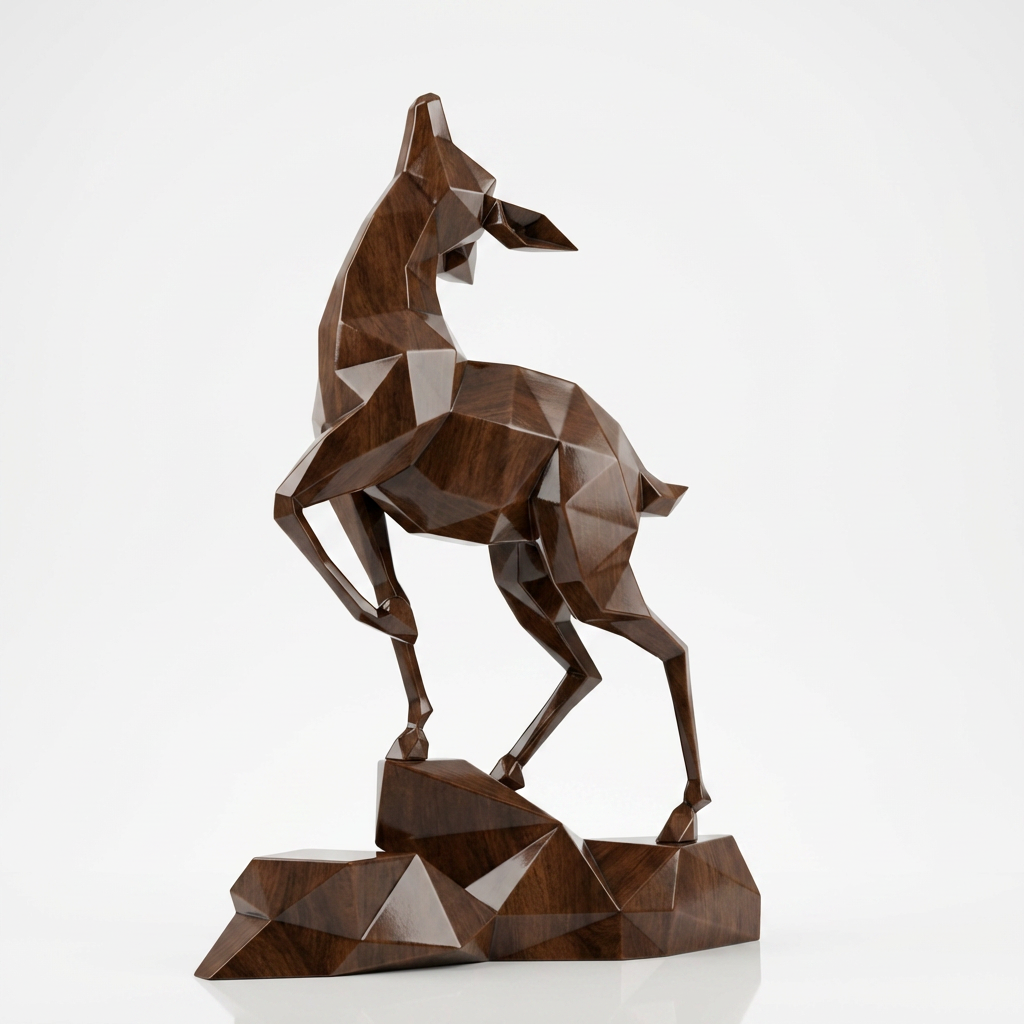 Sculpture Gazelle Polygone Contemporaine En Résine