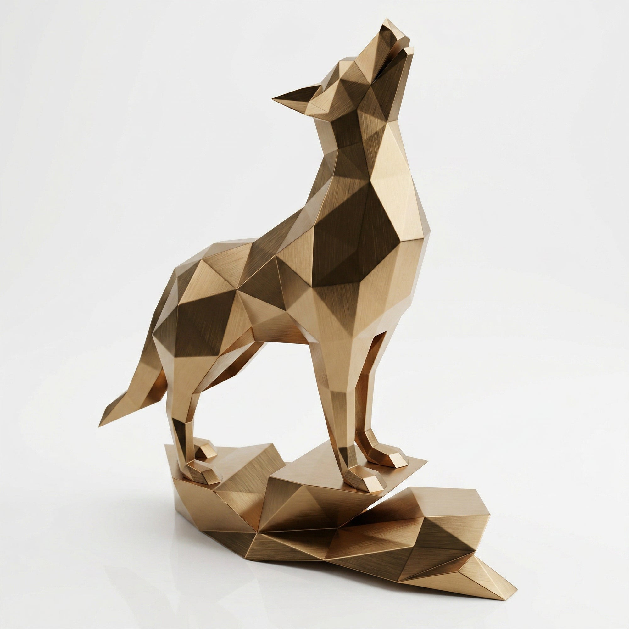 Loup Origami – Grande Sculpture Polygone
