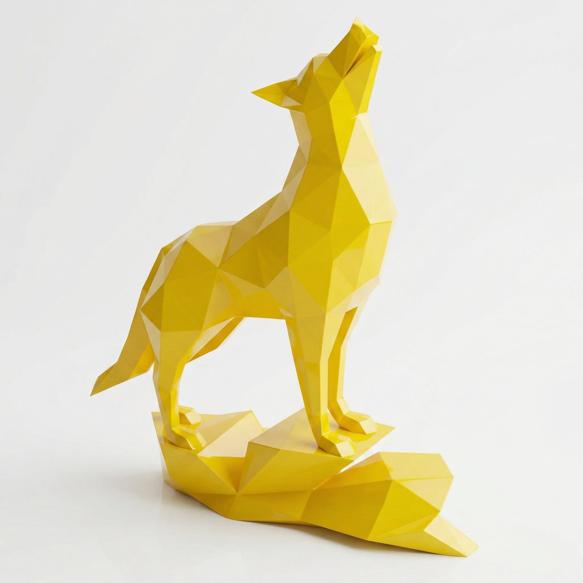 Loup Origami – Grande Sculpture Polygone