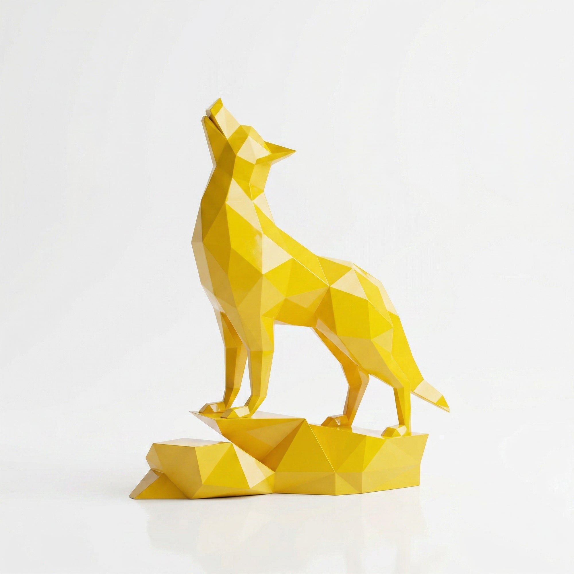 Loup Origami – Grande Sculpture Polygone