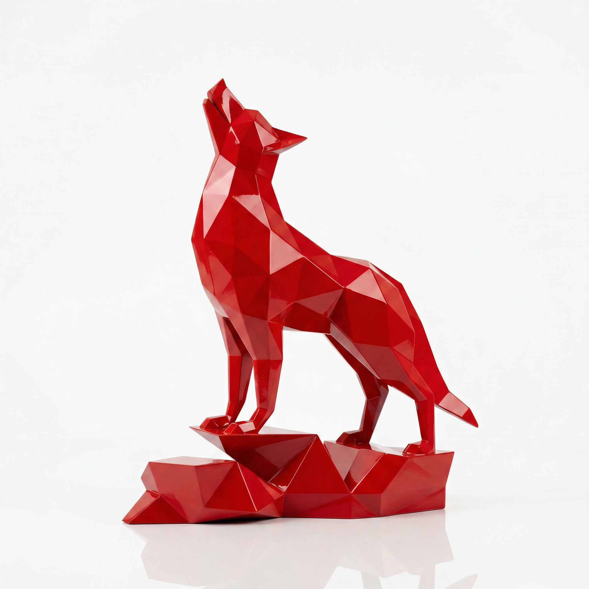 Loup Origami – Grande Sculpture Polygone