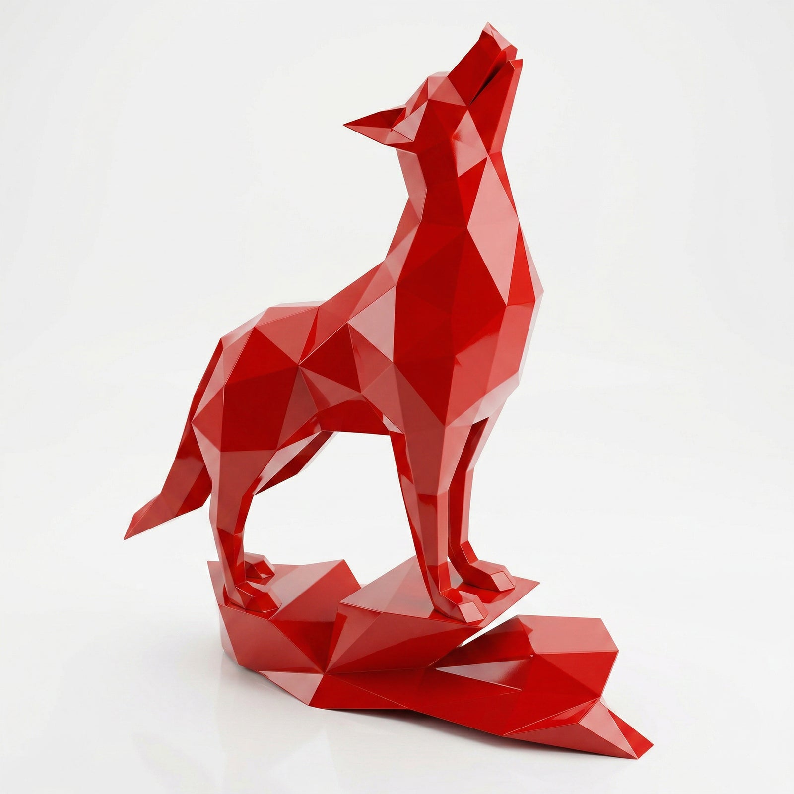 Loup Origami – Grande Sculpture Polygone