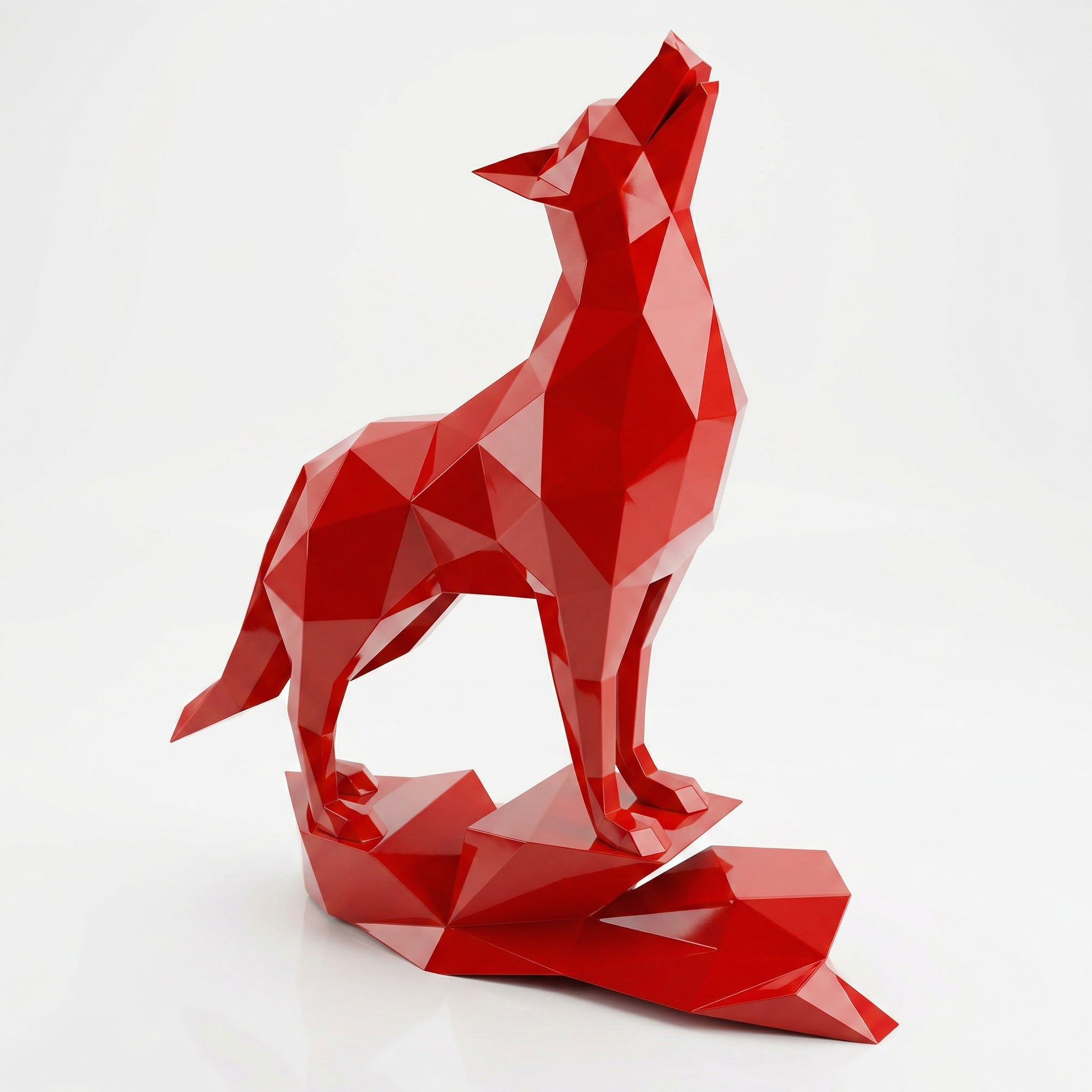 Loup Origami – Grande Sculpture Polygone