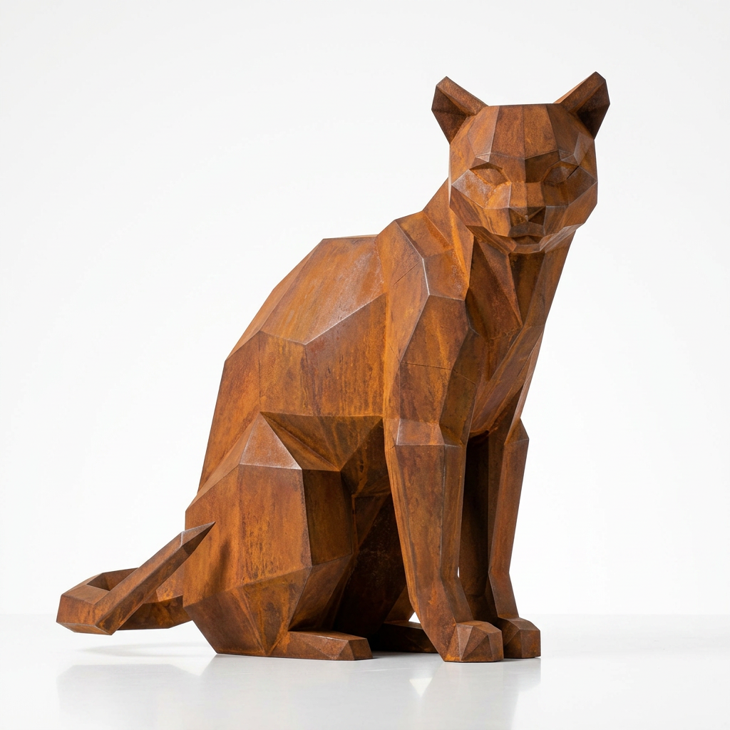 Sculpture Chat Origami Facettée