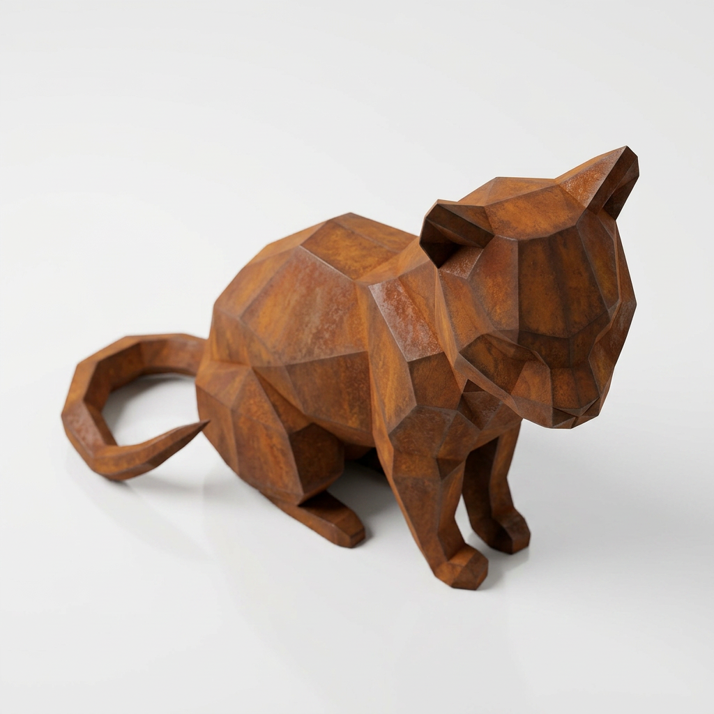 Sculpture Chat Origami Facettée