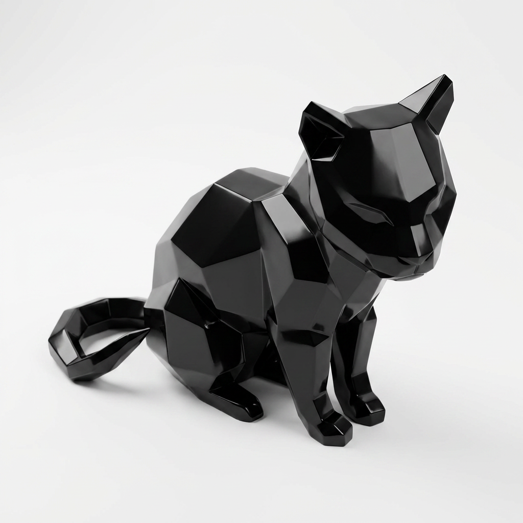 Sculpture Chat Origami Facettée