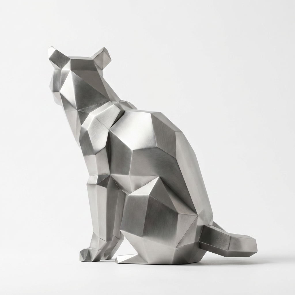 Sculpture Chat Origami Facettée
